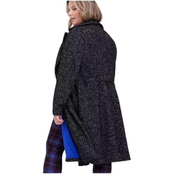 2X 18W 20W Torrid Black White Boucle Statement Coat Button Front Stretch Arms - Picture 2 of 9